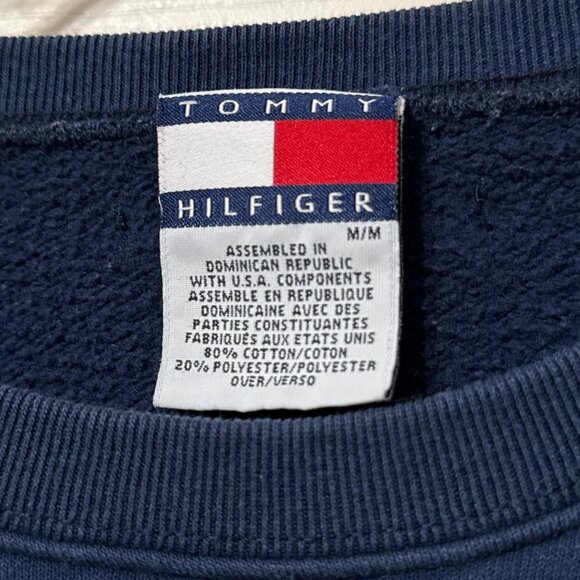 Navy Tommy Hilfiger crewneck sweatshirt with hand sewn embroidered patch logo - Picture 4 of 4